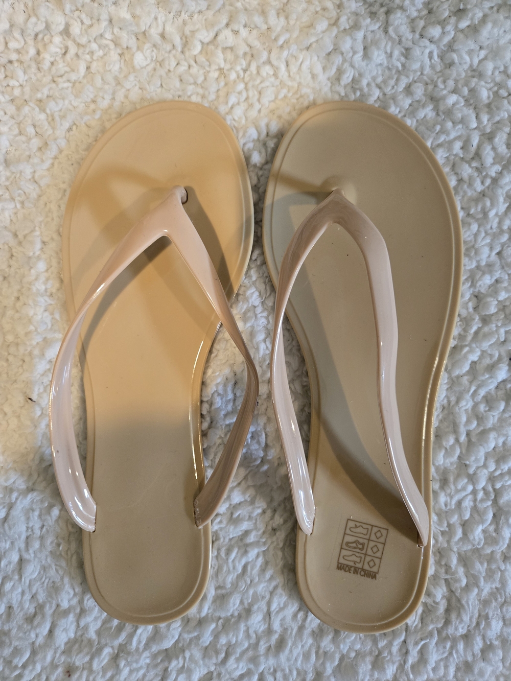 Women's Nude Pink Flip Flop Jelly Sandals - Casual Beach Slides